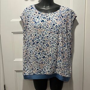 Chic Leopard Print Blouse - Blue and Pink